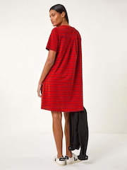 Roman Red Stripe Stretch T-Shirt Dress - Image 3 of 5