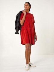 Roman Red Stripe Stretch T-Shirt Dress - Image 4 of 5