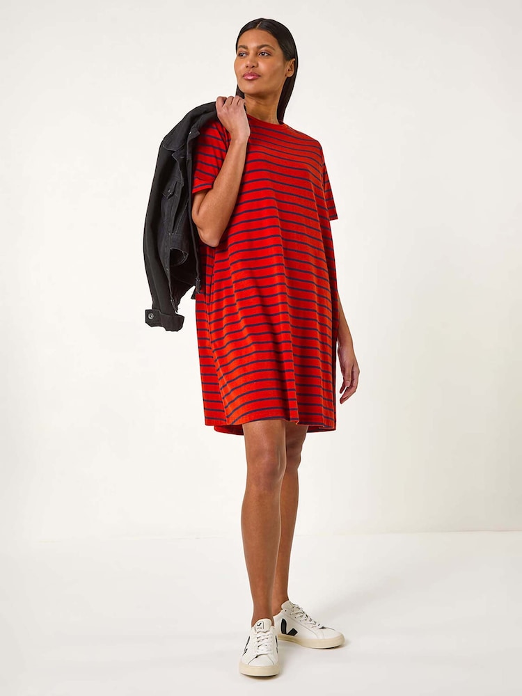 Roman Red Stripe Stretch T-Shirt Dress - Image 4 of 5