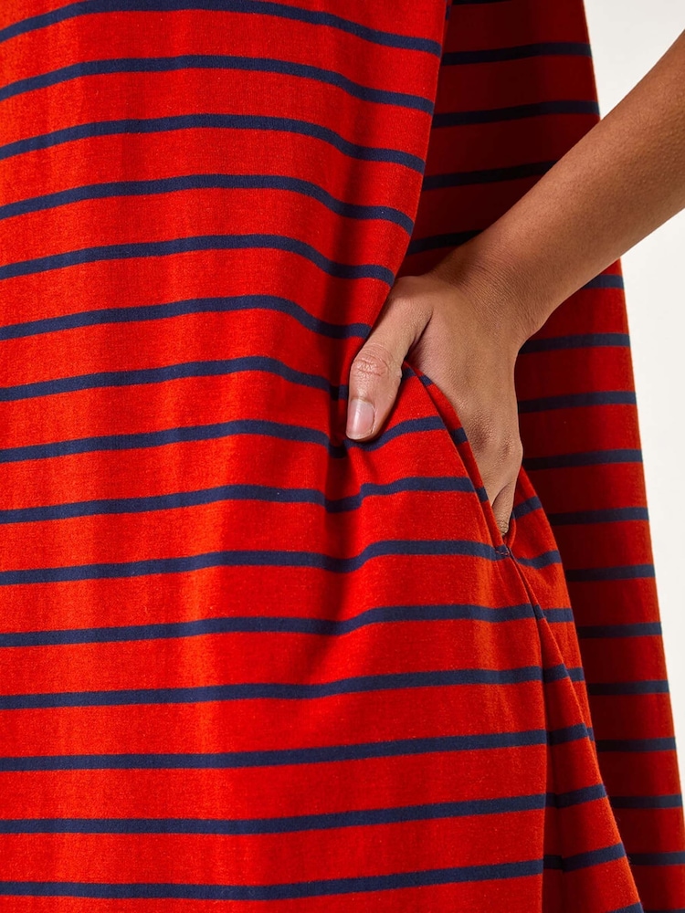 Roman Red Stripe Stretch T-Shirt Dress - Image 5 of 5