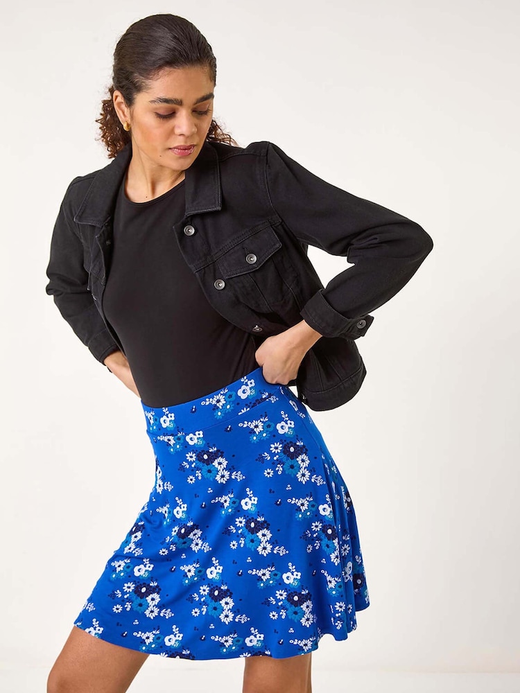 Azul - Falda tipo skater elástica con estampado floral de Roman - Imagen 1 de 5 Azul - Falda tipo skater elástica con estampado floral de Roman - Imagen 1 de 5