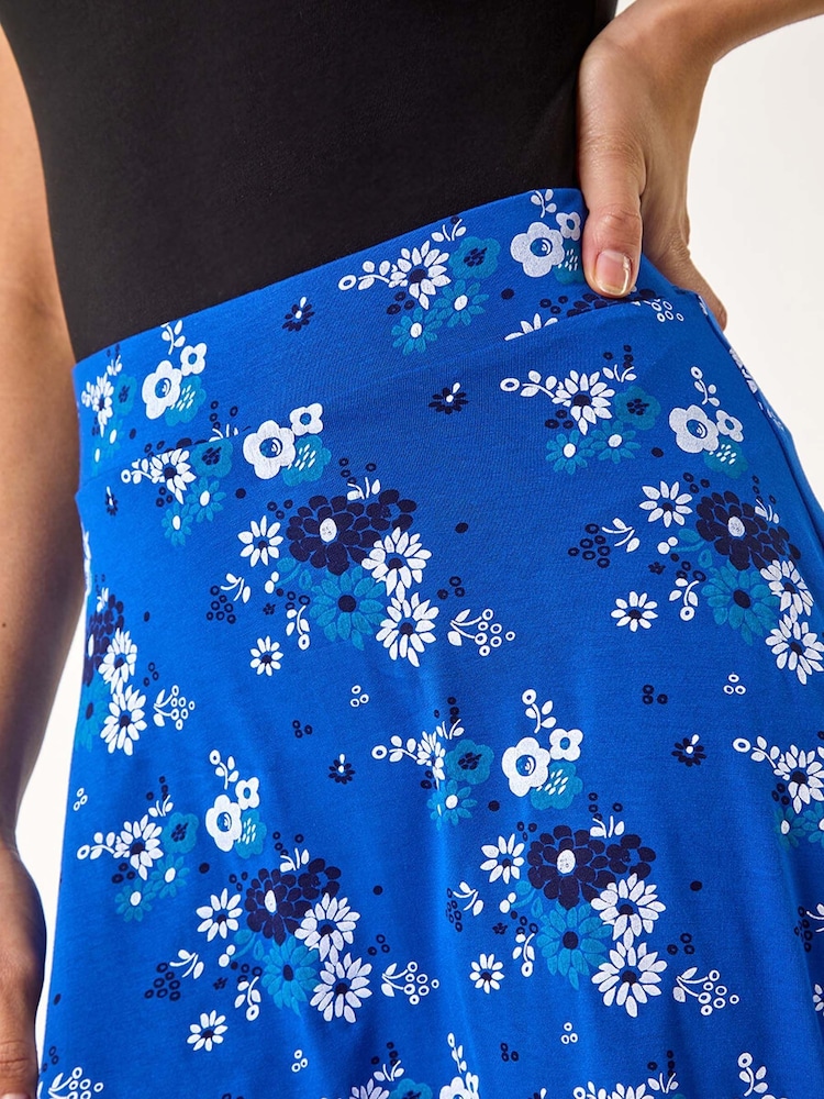 Azul - Falda tipo skater elástica con estampado floral de Roman - Imagen 5 de 5 Azul - Falda tipo skater elástica con estampado floral de Roman - Imagen 5 de 5