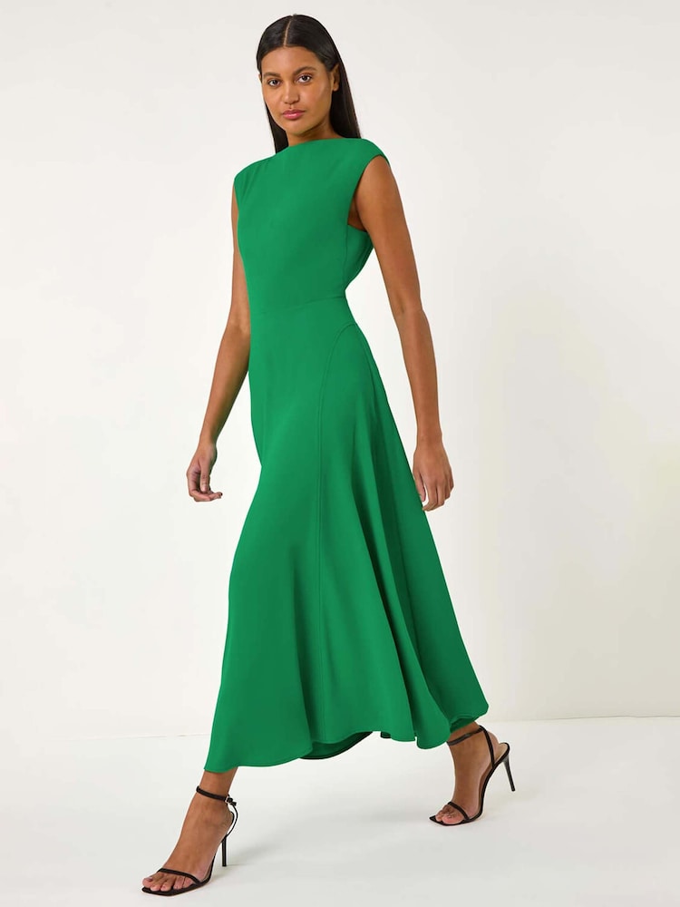 Verde - Roman Alto Neck Pleated Midi Dress - Imagen 1 de 5 Verde - Roman Alto Neck Pleated Midi Dress - Imagen 1 de 5