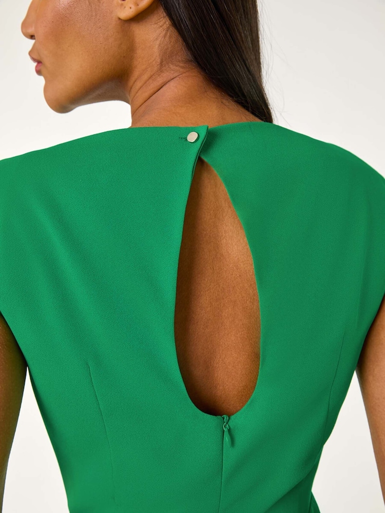Verde - Roman Alto Neck Pleated Midi Dress - Imagen 5 de 5 Verde - Roman Alto Neck Pleated Midi Dress - Imagen 5 de 5