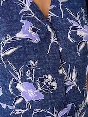 Roman Purple Floral Puff Print Stretch Tea Dress - Image 5 of 5