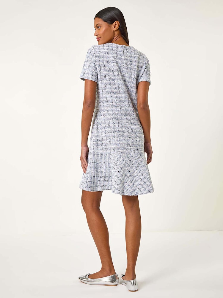 Roman Purple Textured Stretch Frill Hem Dress - Image 2 of 5