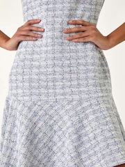 Roman Purple Textured Stretch Frill Hem Dress - Image 5 of 5