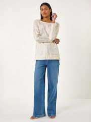 Roman Metallic Foil Shimmer Tunic Knit Jumper - Image 1 of 5