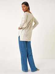 Roman Metallic Foil Shimmer Tunic Knit Jumper - Image 2 of 5