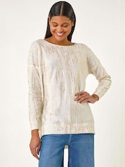 Roman Metallic Foil Shimmer Tunic Knit Jumper - Image 3 of 5