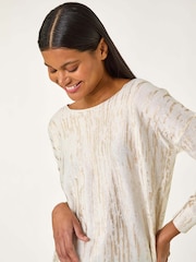 Roman Metallic Foil Shimmer Tunic Knit Jumper - Image 4 of 5
