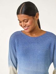 Roman Blue Ombre Shimmer Knit Jumper - Image 1 of 5