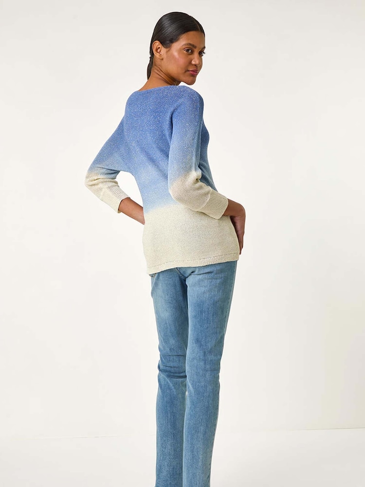 Roman Blue Ombre Shimmer Knit Jumper - Image 3 of 5