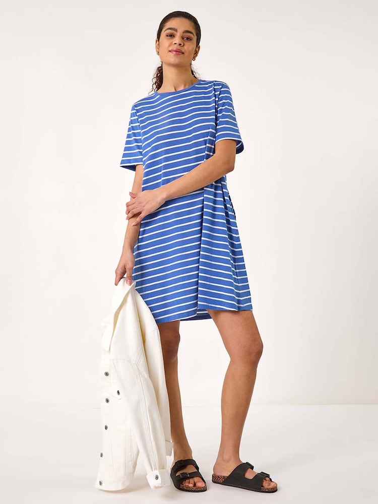 Roman Blue Stripe Stretch T-Shirt Dress - Image 1 of 5