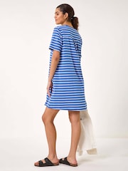 Roman Blue Stripe Stretch T-Shirt Dress - Image 2 of 5
