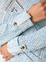 Roman Blue Diamond Textured Crochet Jumper - Image 5 of 5