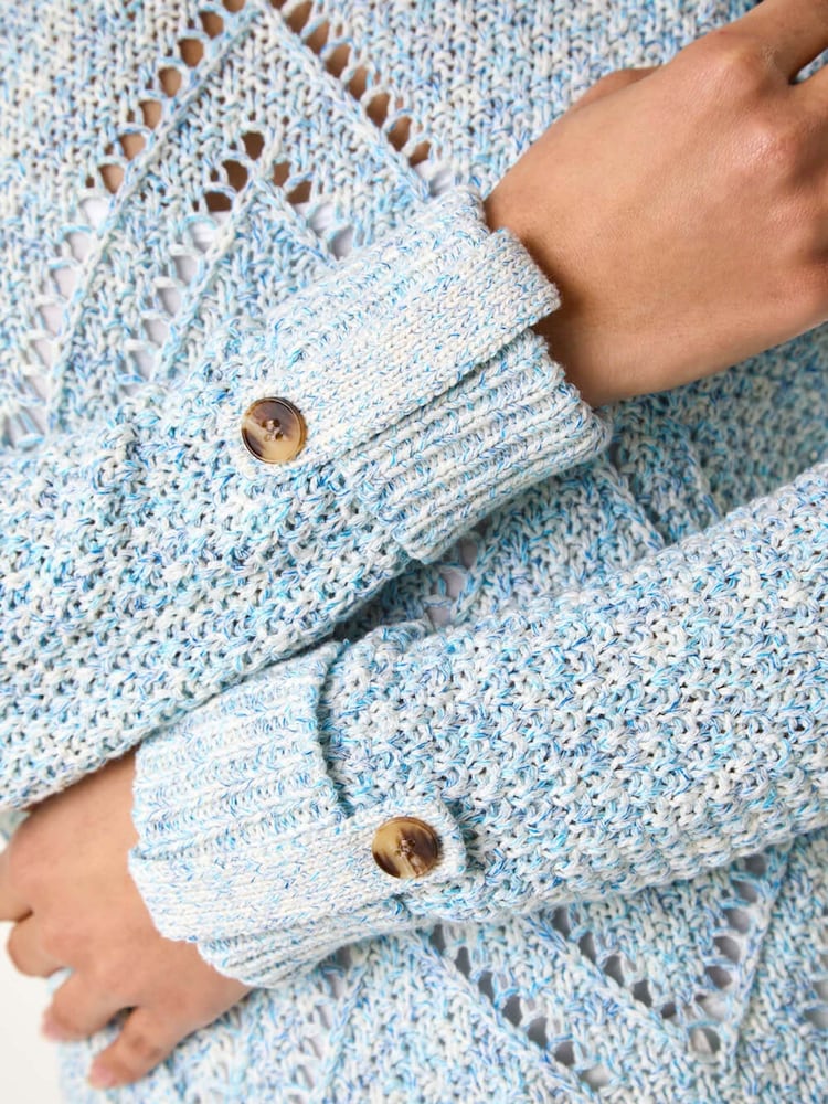 Roman Blue Diamond Textured Crochet Jumper - Image 5 of 5