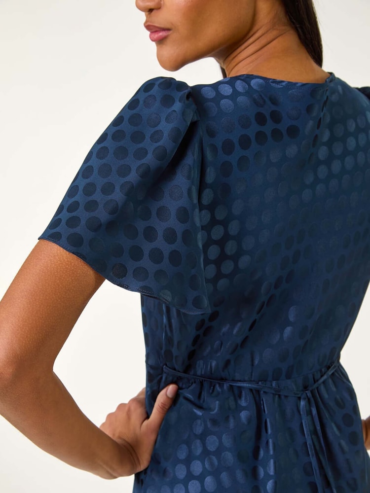 Vestido a media pierna con estampado de lunares de satén de Roman - Imagen 5 de 5 Vestido a media pierna con estampado de lunares de satén de Roman - Imagen 5 de 5