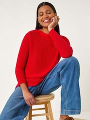 Roman Red Textured Tape Yarn Knit Jumpers - Image 1 of 5
