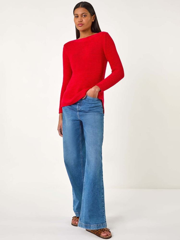 Roman Red Textured Tape Yarn Knit Jumpers - Image 2 of 5