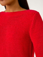 Roman Red Textured Tape Yarn Knit Jumpers - Image 5 of 5