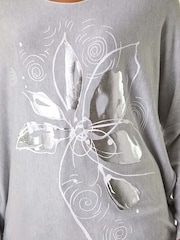 Roman Grey Foil Flower Print Tunic Top - Image 5 of 5
