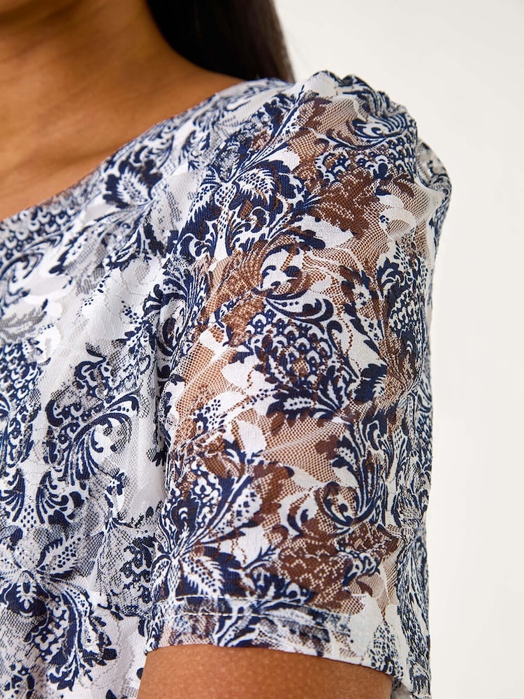Top de encaje elástico con estampado de Roman - Imagen 5 de 5