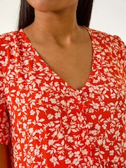 Roman Orange Floral Short Tea Dress - Image 4 of 5
