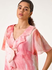 Roman Floral Ruffle Front Top - Imagen 1 de 5