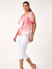 Roman Floral Ruffle Front Top - Imagen 2 de 5