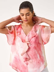 Roman Floral Ruffle Front Top - Imagen 4 de 5