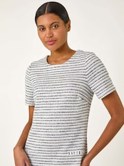 Roman White Textured Stretch Shift Dress - Image 4 of 5