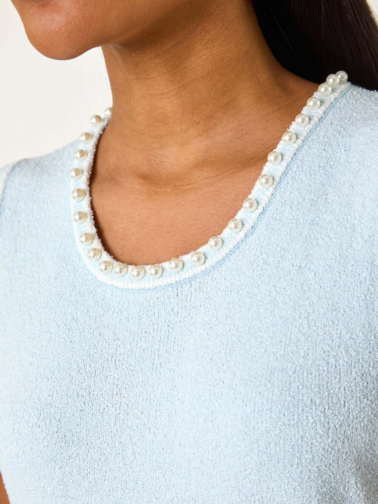 Roman Blue Pearl Detail Knit Vest - Image 5 of 5