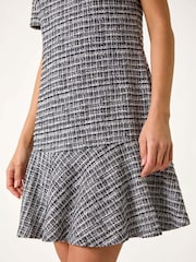 Roman Black Textured Frill Hem Stretch Dress - Image 5 of 5