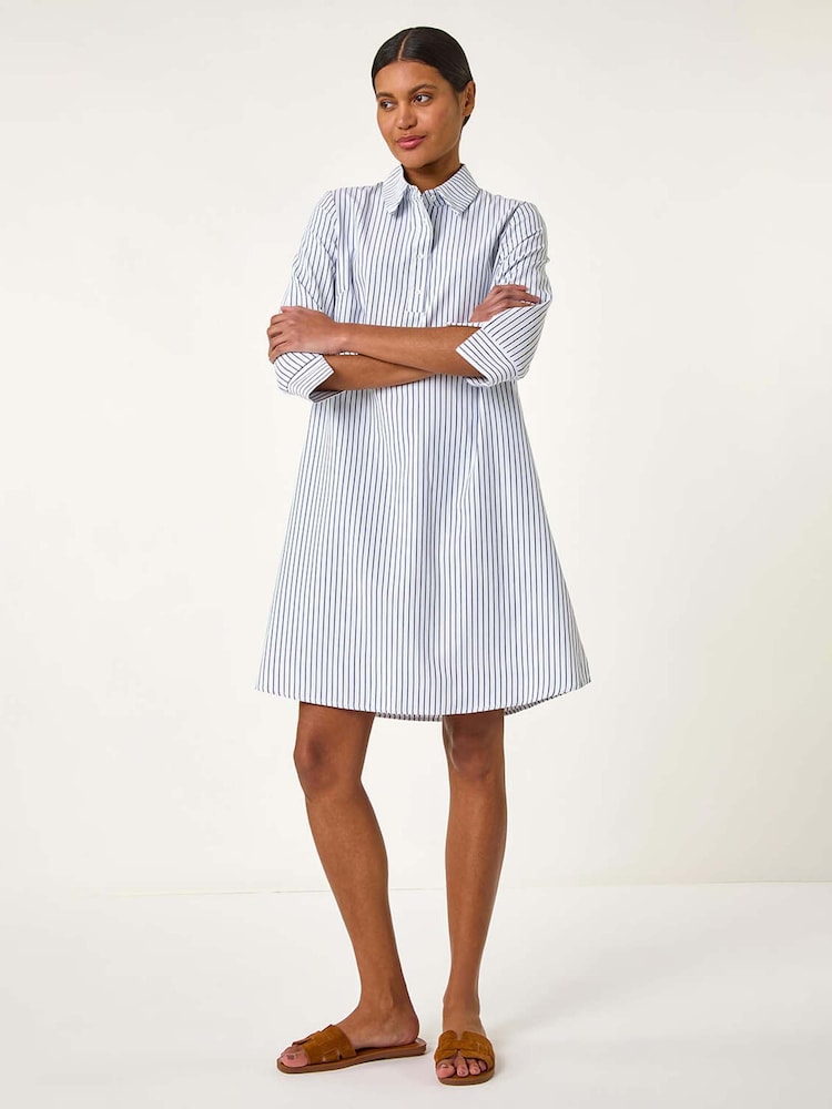 Vestido camisa listrado romano - Imagem 1 de 5