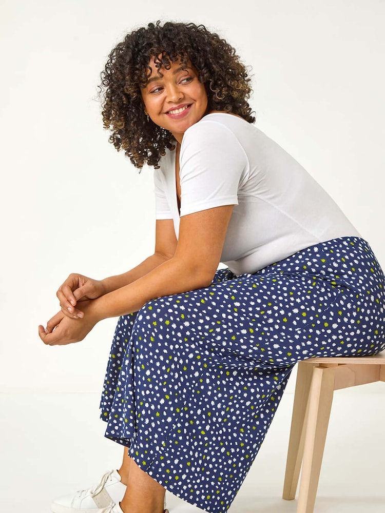 Roman Blue Curve Abstract Spot Culottes - Image 1 of 5
