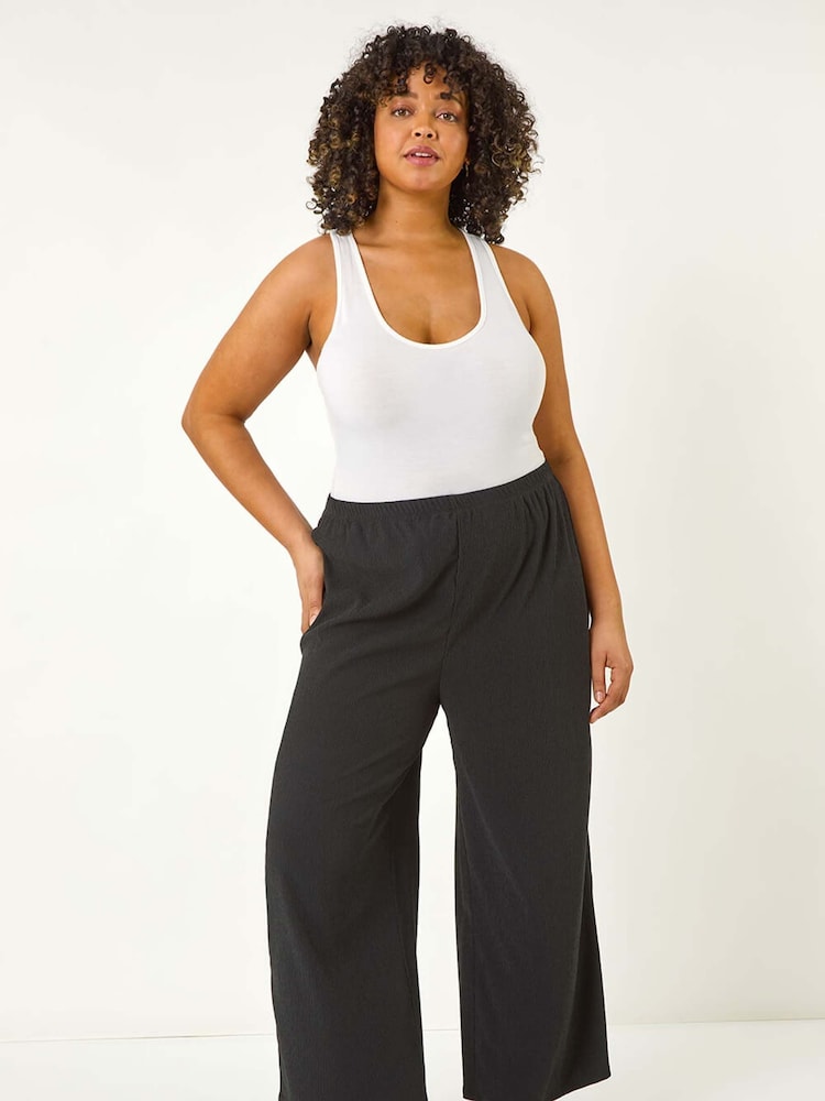 Roman Black Curve Textured Stretch Trousers - Image 2 of 5