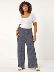 Roman Black Curve Abstract Spot Print Palazzo Trousers - Image 2 of 5