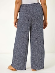 Roman Black Curve Abstract Spot Print Palazzo Trousers - Image 3 of 5
