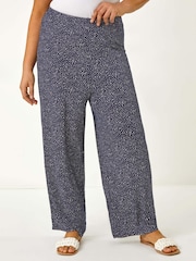 Roman Black Curve Abstract Spot Print Palazzo Trousers - Image 4 of 5