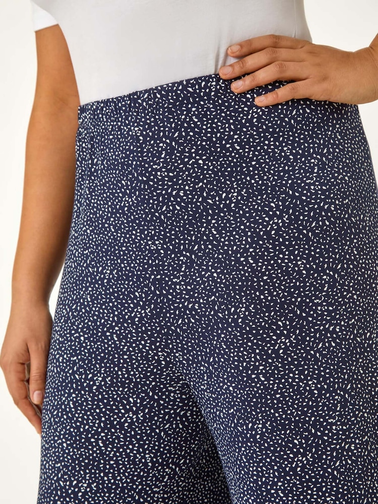 Roman Black Curve Abstract Spot Print Palazzo Trousers - Image 5 of 5