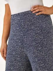 Roman Black Curve Abstract Spot Print Palazzo Trousers - Image 6 of 6