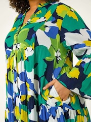Roman Green Curve Floral Print Tiered Dress - Image 5 of 5