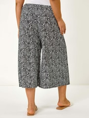 Roman Black Curve Abstract Print Culottes - Image 3 of 5