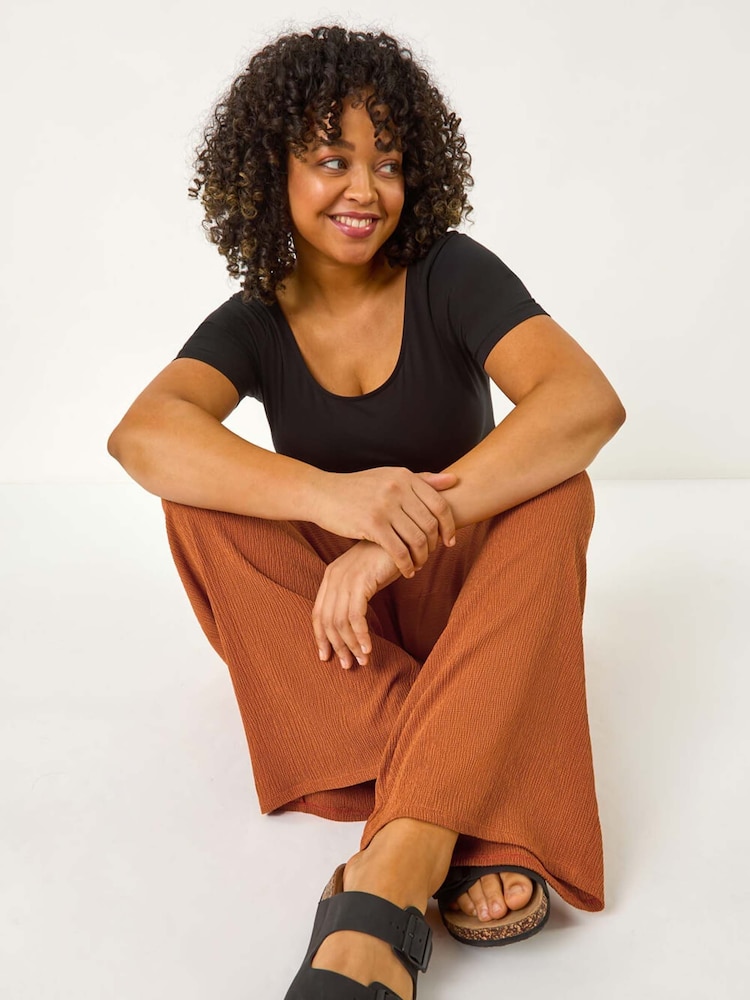 Roman Brown Curve Textured Stretch Trousers - Image 1 of 5