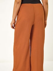 Roman Brown Curve Textured Stretch Trousers - Image 3 of 5