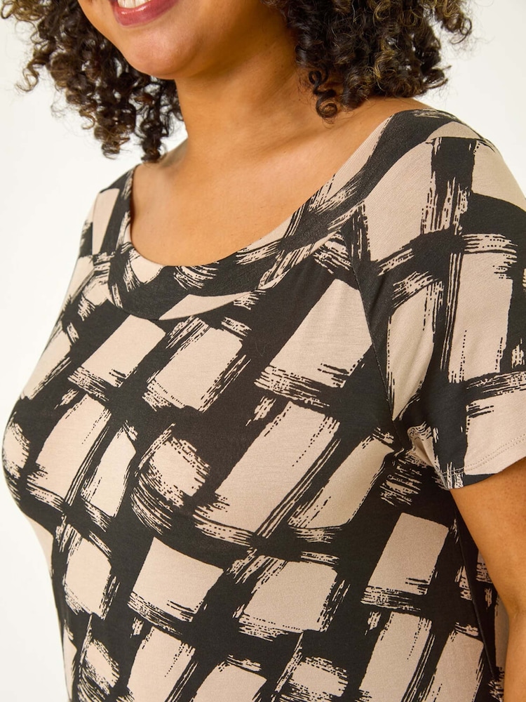 Roman Black Geometric Print Stretch Bardot Top - Image 5 of 5 Roman Black Geometric Print Stretch Bardot Top - Image 5 of 5