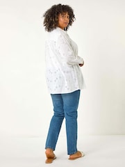 Roman White Curve Broderie Collared Shirt - Image 3 of 5