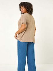 Roman Gold Curve Hotfix V-Neck Knit Top - Image 3 of 5