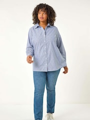 Roman Blue Curve Dobby Spot Stripe Shirt - Image 2 of 5